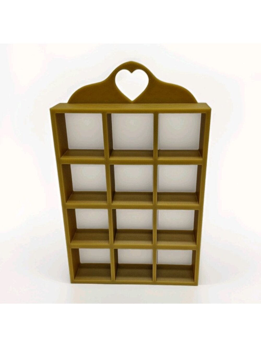 Miniature Country Cottage Chic Wall Trinket Shelf GOLD w/ Heart Shape 5.5" T